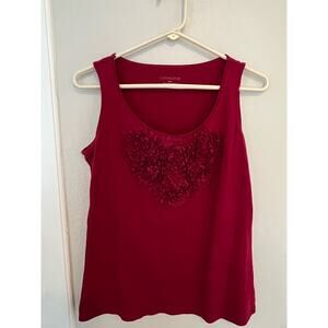 Women's Covington Red Tank Shirt with Flower Details Size Medium